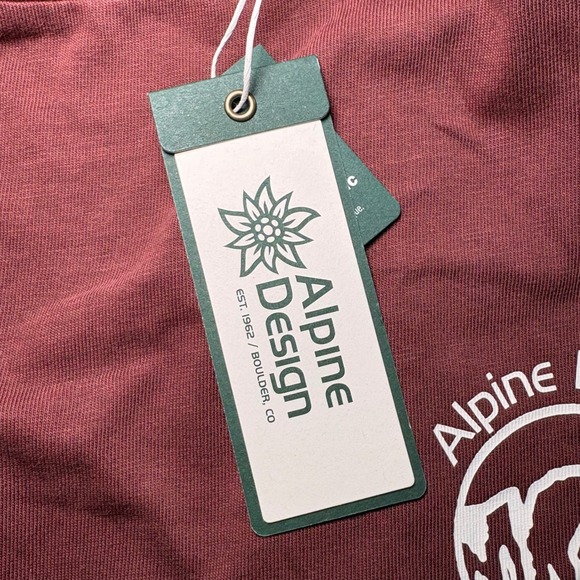 Alpine Design Mens Longs Peak Graphic T-Shirt Burgundy Red Short Sleeve Size L - Picture 5 of 5